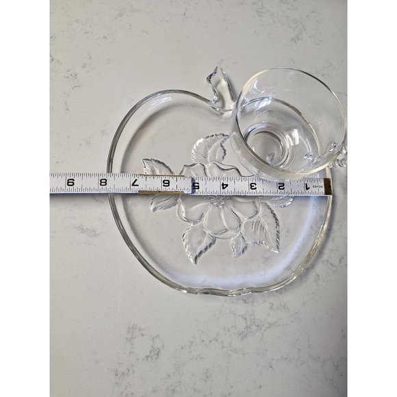 Hazel Atlas Apple Blossom Glass Plates and Cups Vintage dining‎ Set of 4 - Picture 8 of 8